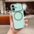 thumbnail image 1 of for iPhone 11 Case for Women Girls [Compatible with Mag Safe] Cute, Magnetic Love Heart Pattern with Camera Lens Protection Luxury Plating Shockproof Wireless Charging Phone Case,Green, 1 of 9