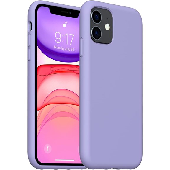 iPhone 11 Case,iPhone 11 Liquid Silicone Gel Rubber Phone Case,Compatible with iPhone 11 Case Cover 6.1 Inch Full Body Slim Soft Microfiber Lining Protective Case (Light Purple)