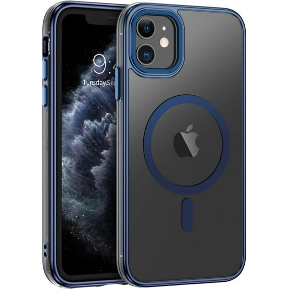 iPhone 11 Case, iPhone 11 Phone Case Compatible with Magsafe Wireless Charging Translucent Matte Slim Non-Slip Military Grade Protective Magnetic iPhone 11 Case, Blue