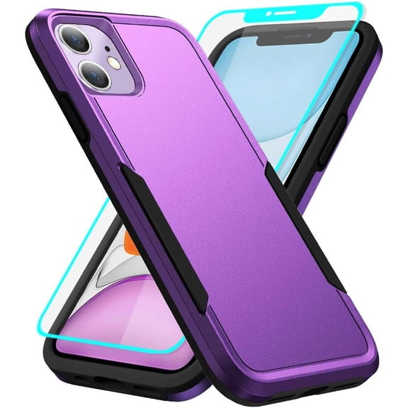 for iPhone 11 Case, iPhone 11 Phone Case with HD Screen Protector, Hybrid PC+TPU Shockproof Defender Pioneer Anti-Shock Phone Case for iPhone 11 (Blue)