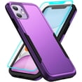 thumbnail image 1 of for iPhone 11 Case, iPhone 11 Phone Case with HD Screen Protector, Hybrid PC+TPU Shockproof Defender Pioneer Anti-Shock Phone Case for iPhone 11 (Purple), 1 of 11