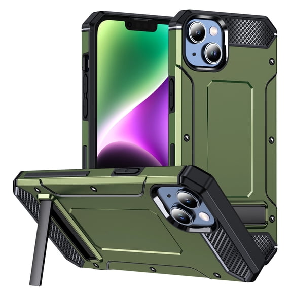 iPhone 11 Case with Build-in Kickstand, Heavy Duty Protection Shockproof Anti-Scratch Rugged Protective Durable Case Hard Cover,Armygreen