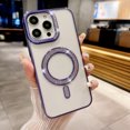 thumbnail image 1 of for iPhone 11 Clear Case, Compatible with Mag-Safe, Shockproof Military-Grade Protection, Diamond Lens Frame Design, Flexible Plating Edge Magnetic Phone Case for iPhone 11, Purple, 1 of 11