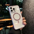 thumbnail image 1 of for iPhone 11 Clear Case, Wireless Charging Support, Classic Hybrid Magnetic Phone Case with Bling Design, Military Standard Drop Protection Case, Scratch-Resistant Back Cover, Pink, 1 of 12