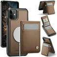 thumbnail image 1 of For iPhone 11 Compatible with Magsafe 2 in 1 Detachable Wallet Case with Card Holder,Women Men,Magnetic PU Leather RFID Blocking Flip Kickstand Credit Card Slots Phone Case,Brown, 1 of 12