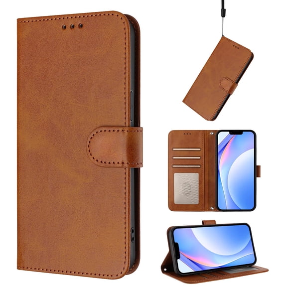for iPhone 11 Flip Wallet Case, Classic Card Slots RFID Blocking Premium PU Leather Magnetic Clasp Kickstand Shockproof Drop Protective Men Women Rugged Wallet Phone Cover, Brown