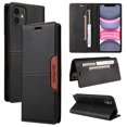 thumbnail image 1 of For iPhone 11 Flip Wallet Phone Case,[RFID Blocking]PU Leather Magnetic Folio Cover,With Card Slots,Flip Folding Kickstand,Shockproof TPU Anti-fall Rugged Phone Case Cover,Black, 1 of 9