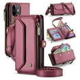 thumbnail image 1 of for iPhone 11 Full Body Protection Wallet Folio Flip Case, Shoulder Strap & Wristlet Card Slots Zipper Pocket RFID Blocking Rugged Durable PU Leather Phone Case Cover, Winered, 1 of 10