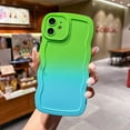 thumbnail image 1 of for iPhone 11 Gradient Wavy Case, Cute Wave Frame Design Dual Colors Soft Silicone Rubber Shockproof Flexible TPU Phone Cover for iPhone 11 6.1 inch Girls Women, Green/Blue, 1 of 1