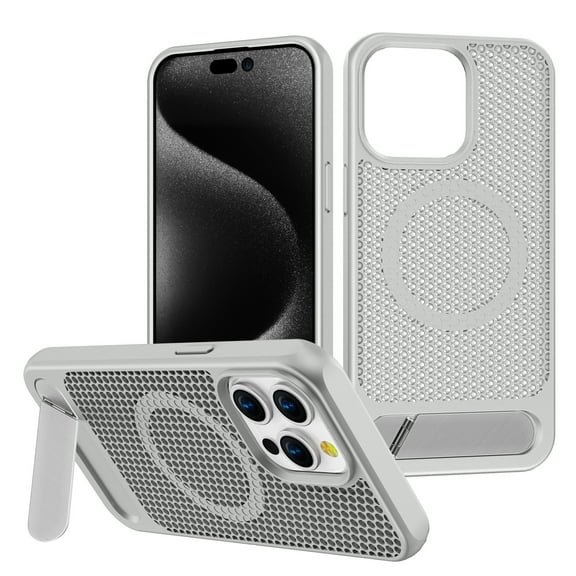 for iPhone 11 Honeycomb Heat Dissipation Case, Plain Strong Magsafe Kickstand Back Case Anti-Scratch Lightweight Shockproof Ultra Slim Protective for iPhone 11, Silver