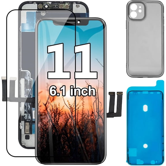 for iPhone 11 LCD Screen Replacement 6.1 Inch Frame Assembly LCD Display Full HD 3D Touch Screen Digitizer for A2111,A2223,A2221 with Waterproof Adhesive,Screen Protector,Phone Case,No Tools