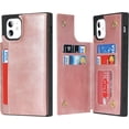 thumbnail image 1 of for iPhone 11 Luxury PU Leather Case with Card Holder,[3 Card Slots],Double Magnetic Clasp Stand Function Back Wallet Case Flip Durable Protective Case for iPhone 11 6.1",Rosegold, 1 of 15