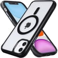 thumbnail image 1 of for iPhone 11 Magnetic Case, Built in Magnets Compatible with MagSafe, Clear Hard PC Back Cover + Soft TPU Frame Slim Bumper Case for iPhone 11 （6.1"）, Clear Black, 1 of 13