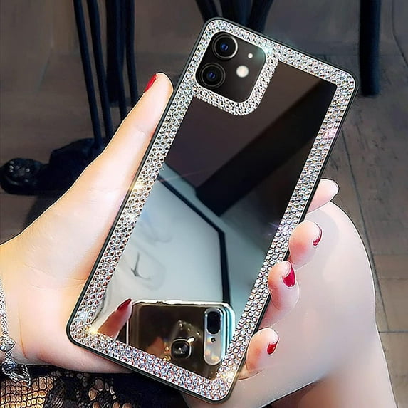 iPhone 11 Mirror Case Bling with Diamond,Bling Acrylic Mirror Phone Case Crystal That Can Be Used for Outdoor Makeup for Women Girl Who Love Beauty(Bling Diamond Mirror)