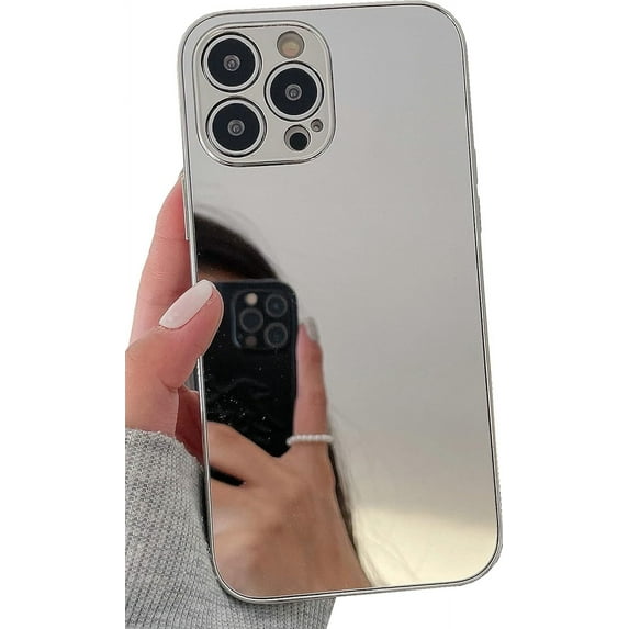 iPhone 11 Mirror Case, Glossy Hard Mirror Silver Plating Cute Women Girls Makeup Mirror Case Shockproof Camera Full Protection Case for iPhone 11