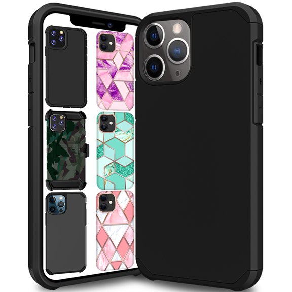 iPhone 11 PRO Max 2019 6.5 Inch A2161 A2220 A2218 Protective Reinforced Shockproof Corner TPU Case with Matte Finish Back - Black