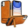 thumbnail image 1 of for iPhone 11 PU Leather Back Case, Built-in Invisible Stand [Compatible with Magsafe] Protective Slim Kickstand Anti-fall Phone Cover Compatible with iPhone 11, Khaki, 1 of 8