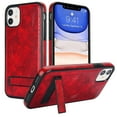 thumbnail image 1 of for iPhone 11 PU Leather Back Case, Built-in Invisible Stand [Compatible with Magsafe] Protective Slim Kickstand Anti-fall Phone Cover Compatible with iPhone 11, Winered, 1 of 8