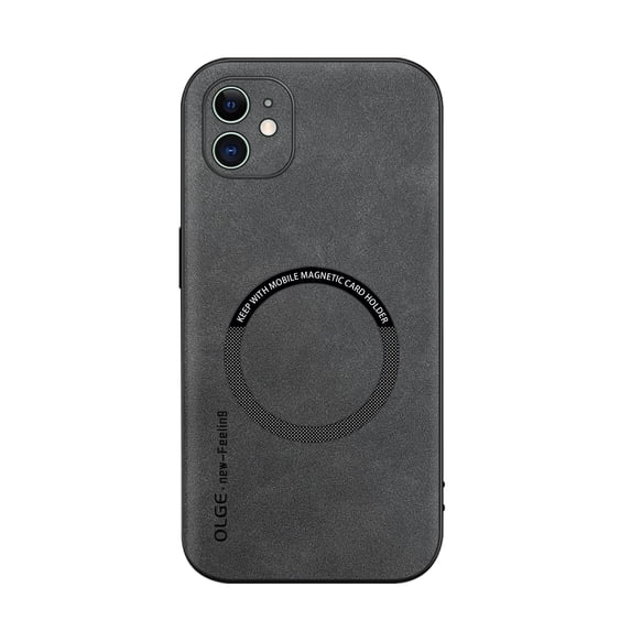 for iPhone 11 PU Leather Case, Vintage Compatible with MagSafe and Wireless Charging Slim Fit-Drop Scratch Resistant Support Magnetic Car Mount Case Cover for iPhone 11, Gray
