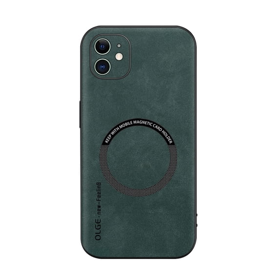 for iPhone 11 PU Leather Case, Vintage Compatible with MagSafe and Wireless Charging Slim Fit-Drop Scratch Resistant Support Magnetic Car Mount Case Cover for iPhone 11, Green