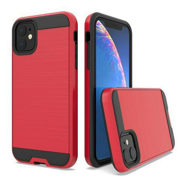 iPhone 11 Phone Case, 2-Piece Style Hybrid Shockproof Hard Case Cover with Hybird Shockproof-Red