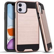 iPhone 11 Phone Case, 2-Piece Style Hybrid Shockproof Hard Case Cover with Hybird Shockproof-Rose Gold