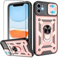 thumbnail image 1 of for iPhone 11 Phone Case with Anti-Explosion Screen Protector, Heavy Duty Shockproof with 360° Rotation Metal Kickstand [Military Grade] Protective Case for iPhone 11, Rose Gold, 1 of 15