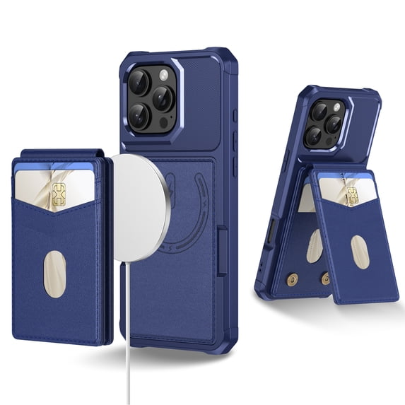 for iPhone 11 Phone Case Card Holder with Compatible with MagSafe Magnetic RFID Blocking PU Leather Flip Kickstand Detachable 2-in-1 Wallet Case For iPhone 11,Darkblue