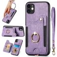 thumbnail image 1 of for iPhone 11 Phone Case Card Holder Wallet,Ring Stand,RFID-Blocking,Wrist Strap,Camera Lens Protector,Leather Shockproof Protective  Flip Cover for iPhone 11 (Purple), 1 of 14