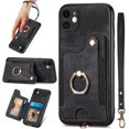 thumbnail image 1 of for iPhone 11 Phone Case Card Holder,Wallet Ring Stand,RFID-Blocking,Wrist Strap,Camera Protector,Leather Shockproof Protective  Flip Cover for iPhone 11 Cases (Black), 1 of 7