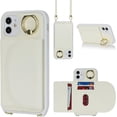 thumbnail image 1 of for iPhone 11 Phone Case with Card Holder for Women,for iPhone 11 Case Wallet with Strap,Credit Card Holder,Ring Stand,Crossbody Lanyard,RFID Blocking RFID PU Leather Phone Cases 6.1''(White), 1 of 18