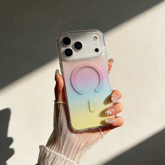 For iPhone 11 Phone Case,Compatible With Wireless Charging,Ultra Slim Cover,Crystal Gradient Transparent Design,Durable Shockproof Non-Slip Anti-fall Drop Protection,Phone Case,Colorful