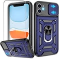 thumbnail image 1 of for iPhone 11 Phone Case with HD Screen Protector, Heavy Duty Shockproof with 360° Rotation Metal Kickstand [Military Grade] Protective Case for iPhone 11, Blue, 1 of 15
