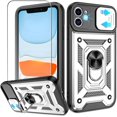 thumbnail image 1 of for iPhone 11 Phone Case with HD Screen Protector, Heavy Duty Shockproof with 360° Rotation Metal Kickstand [Military Grade] Protective Case for iPhone 11, Silver, 1 of 14