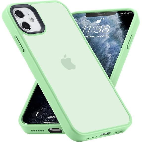 for iPhone 11 Phone Case, Shockproof iPhone 11 Case, Military Grade Drop Protection, Protective Hard Back Slim Translucent Case for iPhone 11 6.1'', Pale Green