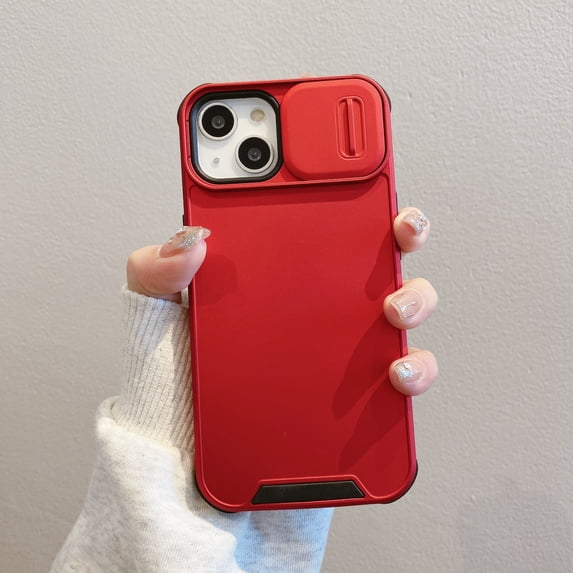 for iPhone 11 Phone Case, Slide Camera Cover Protector Military Grade Non-Slip Anti-fall Anti-scratch Drop Proof Shockproof Protective Hybrid Bumper Phone Case Cover,Red