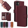 thumbnail image 1 of for iPhone 11 Phone Case Wallet & Cash Slot,Flip Kickstand Cover [2 in 1 Detachable Credit Card Holders] Premium PU Leather Purse Wrist Strap Case for iPhone 11,Winered, 1 of 10
