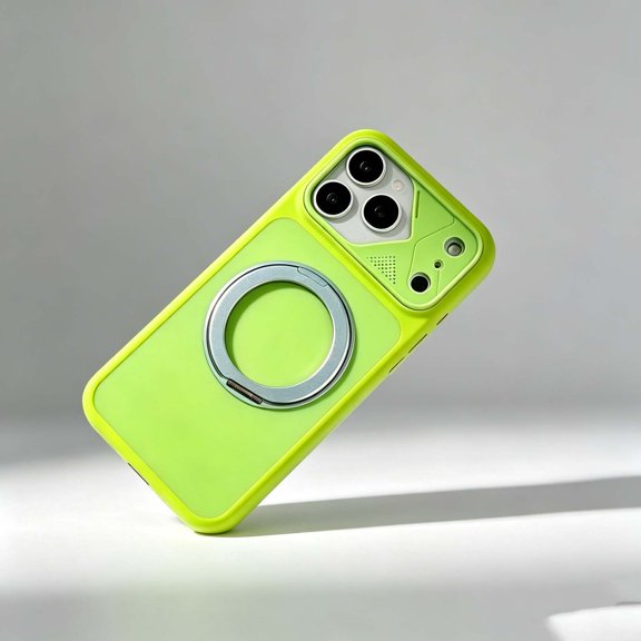 For iPhone 11 Phone Case,With Camera Lens Frame,360°Rotatable Ring Kickstand,Two-Color Anti-Scratch Matte Back Cover,Shockproof Non-Slip Drop Protection Hybrid Phone Case,Green
