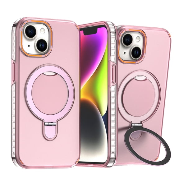 For iPhone 11 Phone Case,With Invisible Contractile Ring Kickstand,2-in-1 PC + TPU Heavy Duty Hybrid Protection,Support Mag-Safe,Shockproof Non-Slip Durable Phone Case,Pink