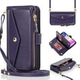 thumbnail image 1 of for iPhone 11 Phone Wallet case with Zipper Card Holders for Women,iPhone 11 Phone Cases Slots Crossbody Flip Folio Book Cover with Credit Card Holder Men for iPhone11 case - Purple, 1 of 12
