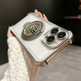 thumbnail image 1 of for iPhone 11 Plating Case with Rotating Gyroscope Magnetic Ring Stand Full Camera Lens Protection Compatible with MagSafe Clear Back Phone Cover for iPhone 11, Gray, 1 of 10