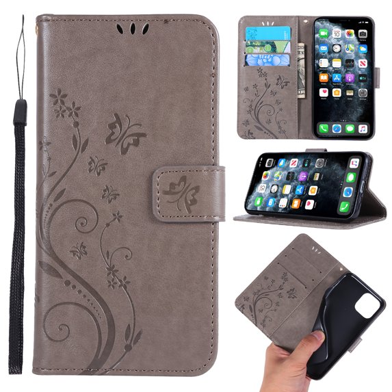 iPhone 11 Pro 5.8" Case Wallet, Allytech PU Leather Slim Fit Folio Flip Shell Kickstand Lightweight Shockproof Full Protection TPU Case Covers for Apple iPhone 11 Pro 5.8" 2019,Gray