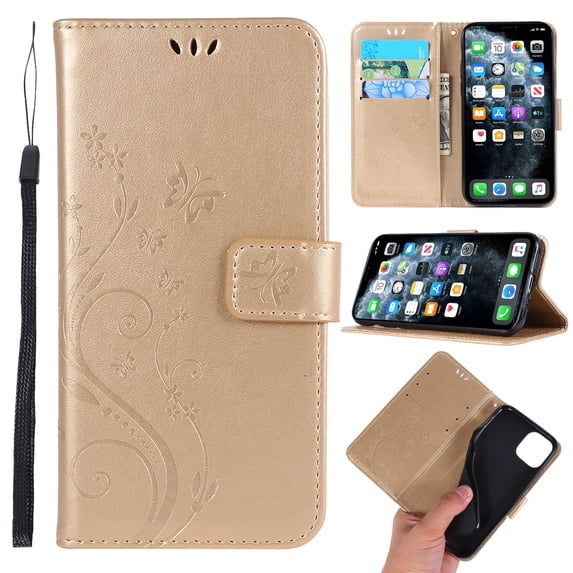 iPhone 11 Pro 5.8" Case Wallet, Allytech PU Leather Slim Fit Folio Flip Shell Kickstand Lightweight Shockproof Full Protection TPU Case Covers for Apple iPhone 11 Pro 5.8" 2019,Gold