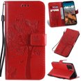 thumbnail image 1 of iPhone 11 Pro 5.8" Case Wallet, Allytech PU Leather [Tree Cat] Slim Shell Flip Cover with Cards Holder Hand Wrist Strap Drop Protection Shockproof Bumper TPU Back Cover for Apple iPhone 11,Red, 1 of 1