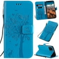 thumbnail image 1 of iPhone 11 Pro 5.8" Case Wallet, Allytech PU Leather [Tree Cat] Slim Shell Flip Cover with Cards Holder Hand Wrist Strap Drop Protection Shockproof Bumper TPU Back Cover for Apple iPhone 11,Blue, 1 of 1