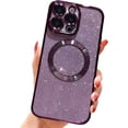 thumbnail image 1 of iPhone 11 Pro 5.8" Magnetic Glitter Case, [Compatible with Magsafe] Cute Luxury Plating Bling Clear Phone Case, Full Camera Lens Protector Anti-Scratch Shockproof Protective Case-Purple, 1 of 13
