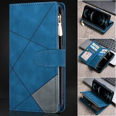 iPhone 11 Pro 5.8-inch Case,Dteck Shockproof Magnetic Leather Wallet Zipper 9 Cards Slot Pocket Case Hybrid Rubber Kickstand Cover with Strap for Apple iPhone 11 Pro,Blue