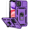 thumbnail image 1 of for iPhone 11 Pro Case with Camera Lens Cover HD Screen Protector, Dual Layer Military Grade Drop Protection Magnetic Ring Holder Kickstand Protective Phone Case for iPhone 11 Pro 5.8 inch (Purple), 1 of 16