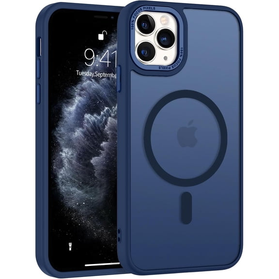 for iPhone 11 Pro Case [Compatible with Magsafe] Translucent Matte Magnetic Phone Case iPhone 11 Pro Slim Shockproof Bumper Women Men Protective Cases Cover for iPhone 11Pro 5.8", Navy Blue