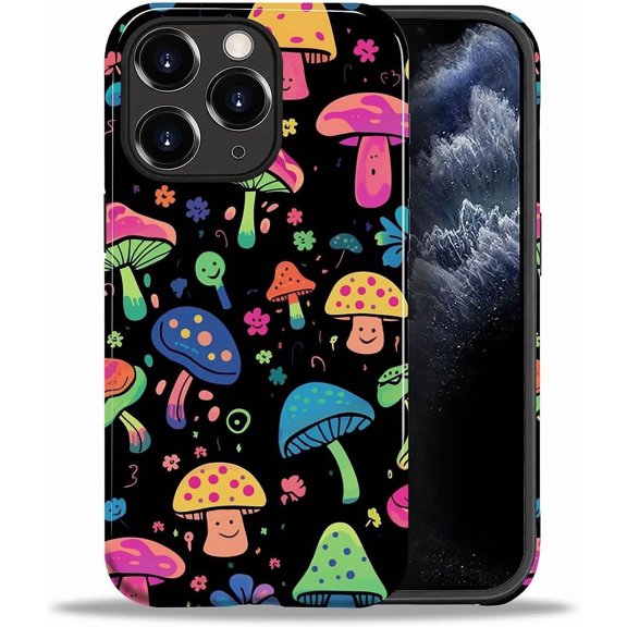 for iPhone 11 Pro Case, [Hybrid 2-Layer Hard Shell] Military-Grade Protection, All-Around Shockproof, Silicone Protective Phone Case for iPhone 11 Pro - Coloring Mushroom